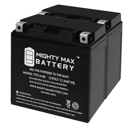 YTX14-BS Battery For Yamaha Venture Lite, MP 2014 - 2PK